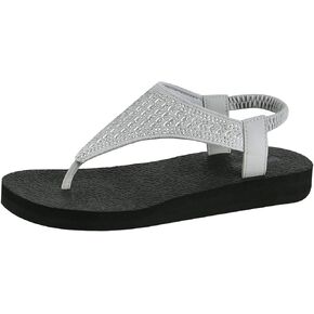 Women's Yoga Mat Flat Sling Sandals Slingback Rhinestone Flip Flops Sandal