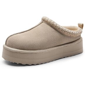 DREAM PAIRS Women's Slippers Genuine Suede Platform Boots Snow Winter Short Ankle Boot Anti-Slip Slip on Slippers For Outdoor Indoor House