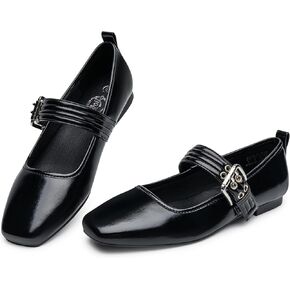 Trary Women's Flats,Mary Jane Shoes for Women,Ballet Flats Shoes for Women， Black Flats for Women, Womens Work Flats Comfortable Dress Shoes for Women, Square Toe Flats Comfortable Dressy