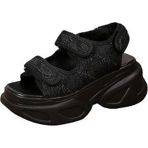 Women's Adjustable Hook and Loop Open Toe Platform Sport Sandals Summer Outdoor Wedge Orthotic Walking Sandals Casual Beach Sandals