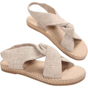 Verdusa Women's Open Toe Elastic Ankle Strap Flat Sandals Summer Shoes