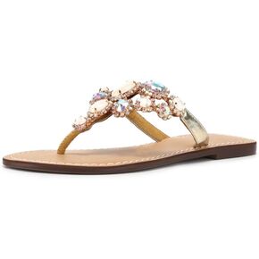 Rhinestone Sandals for women Summer Flip Flop Sandals Dress Beach Party Sexy Jewelry Bridal Wedding Bling Silver White Colorful Gold Sandals