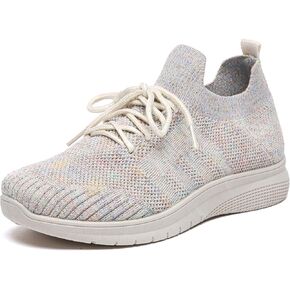Bernal Women Sparkle Walking Tennis Shoes Casual Lace-Up Non Slip Breathable Mesh Working Sneakers Gym Workout Shoes