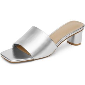 Women's Low Heels Square Toe Mule Heels (Size Small. for Normal Feet, Please Consider to Order Half to One Size Up Than Your Normal)