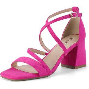 IDIFU IN3 Strappy Heels Low Block Chunky Heels Open Square Toe Heels Wedding Bridal Prom Evening Dress Shoes For Women Bride Ladies Dressy Comfortable Trendy Cute Heeled Sandals Short Thick Heels