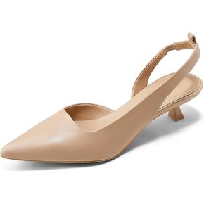 Arromic Pointed Toe Kitten Heels Pumps for Women, Slingback Heels for Women, Comfortable Low Heel Dress Shoes