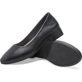 Low Chunky Pumps Women's Round Toe Heels PU Leather Chunky Pump Shoes Classic Closed Toe Pumps Low Heel Dress Shoes for Women