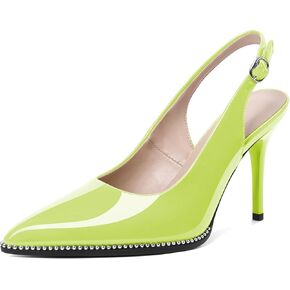 SAMMITOP Women Slingback Heels Stilettos Closed Pointed Toe High Heel Silver Beaded Pumps Comfortable 3.5 Inch High Heels for Women Dressy Shoes