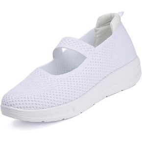 Women Nurse Platform Air Cushion Walking Sneakers Breathable Mesh Orthopedic Diabetic Wedge Slip Ons Mary Jane Toning Rocker Work Shoes