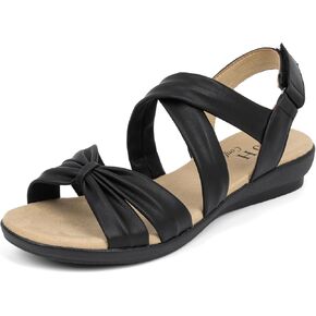 VJH confort Women’s Flat Sandals Comfortable Criss-Cross Bow Dressy Soft Straps Slip-on Flexible Summer Walking Sandals