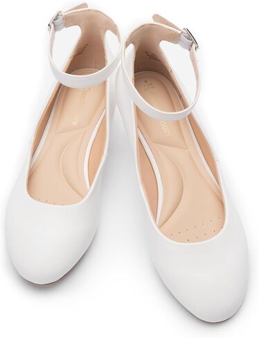 Ballet Flat Shoes for Women with Ankle Strap Low Wedge Heel, Cute Flats for Women, Comfortable Casual Dress Shoes in Saudi Arabia