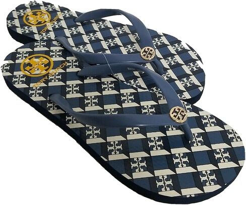 Tory Burch Womens Flip Flops - Assorted Styles, Colors, and Sizes (China Blue - Navy Monogram Geo Allover, numeric_7) in Saudi Arabia