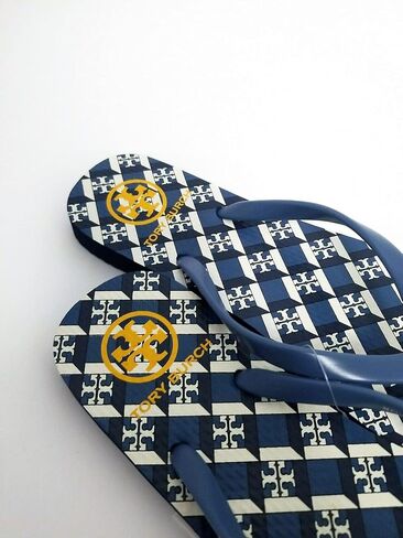 Tory Burch Womens Flip Flops - Assorted Styles, Colors, and Sizes (China Blue - Navy Monogram Geo Allover, numeric_7) in Saudi Arabia