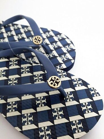 Tory Burch Womens Flip Flops - Assorted Styles, Colors, and Sizes (China Blue - Navy Monogram Geo Allover, numeric_7) in Saudi Arabia