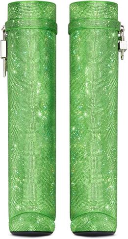 Boots Women's Wedge Boots Knee High Pull on Pointed Fold Over Wedge Heel Boots Womens Sparkly Rhinestone Boots Fold Over padlock Knee High Wedge Heel Pointed Toe Pull-On Tall Boots in Kuwait