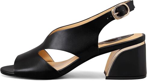 كعب Slingback للنساء صنادل مفتوحة من الأمام كتلة كعب مكتنز حزام مشبك مضخات مع اصبع القدم المستديرة in Kuwait