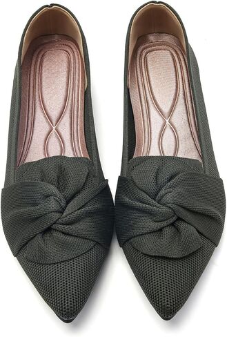 Flats for Womens Pointed Toe Ballet Flats with Bow Comfortable Knit Dressy Flats in Saudi Arabia