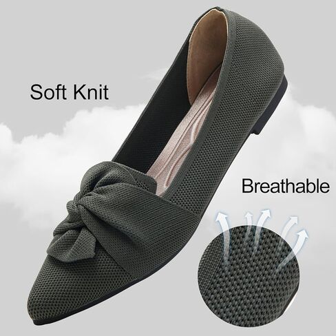 Flats for Womens Pointed Toe Ballet Flats with Bow Comfortable Knit Dressy Flats in Saudi Arabia