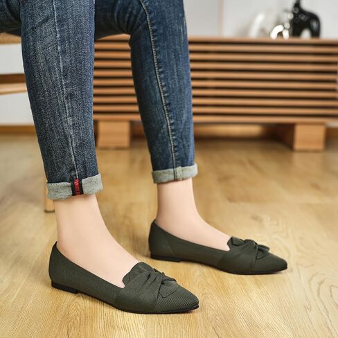 Flats for Womens Pointed Toe Ballet Flats with Bow Comfortable Knit Dressy Flats in Saudi Arabia