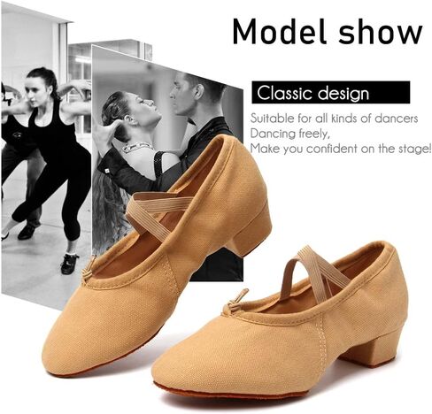 أحذية DKZSYIM النسائية للرقص اللاتيني من قماش الجمل بمقدمة مغلقة، أحذية الرقص، مقاس CT، US 8.5 in Kuwait