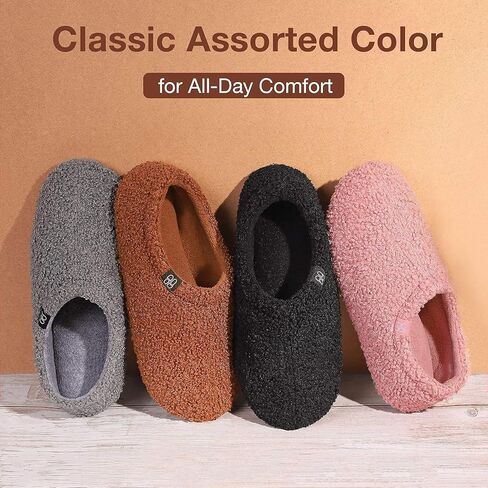 شبشب لوفر من الفرو المجعد من HomeTop للسيدات مع بطانة من الصوف القطبي (US 9-10/2 Pack) in Kuwait