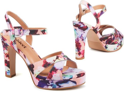 Platform High Heels for Women Strappy Chunky Heels Sandals for Women Open Toe Block Heeled Sandals with Ankle Strap Summer Dress Shoes in Saudi Arabia