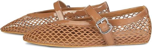 MICIFA Mesh Ballet Flats for Women, Fishnet Buckle Strap Ballerina Shoes Comfy Casual Office Flats Brown in Saudi Arabia
