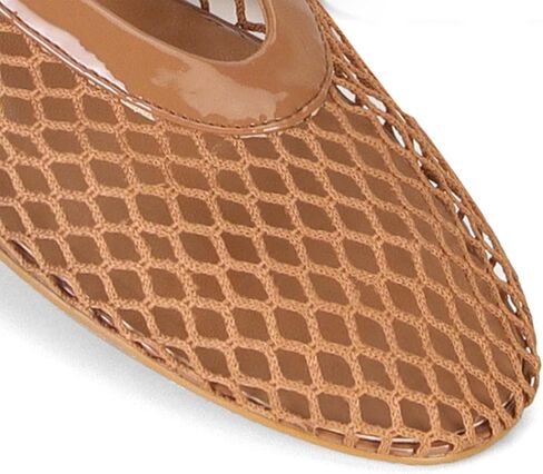 MICIFA Mesh Ballet Flats for Women, Fishnet Buckle Strap Ballerina Shoes Comfy Casual Office Flats Brown in Saudi Arabia