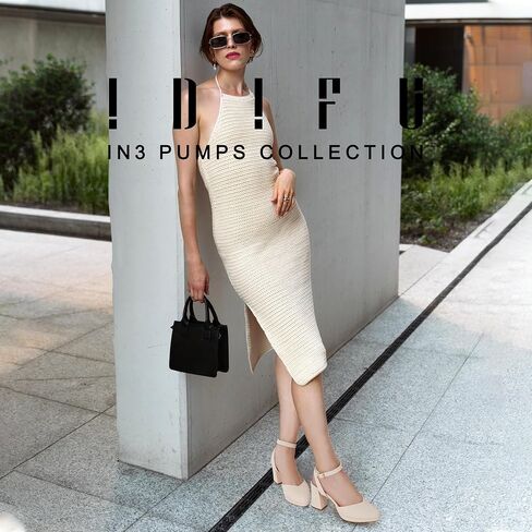 IDIFU IN3 Women's Pumps Platform Closed Toe Heels Comfortable Low Chunky Block Slingback Ankle Strap Heels Dressy Wedding Bridal Party Dress Pumps Shoes Pointed Toe Heels for Women in Saudi Arabia