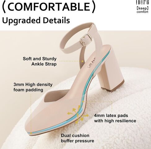 IDIFU IN3 Women's Pumps Platform Closed Toe Heels Comfortable Low Chunky Block Slingback Ankle Strap Heels Dressy Wedding Bridal Party Dress Pumps Shoes Pointed Toe Heels for Women in Saudi Arabia