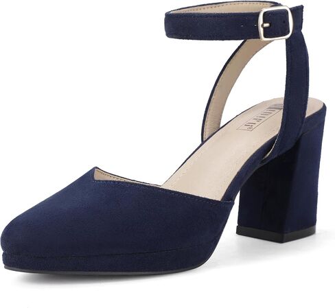 IDIFU IN3 Women's Pumps Platform Closed Toe Heels Comfortable Low Chunky Block Slingback Ankle Strap Heels Dressy Wedding Bridal Party Dress Pumps Shoes Pointed Toe Heels for Women in Saudi Arabia