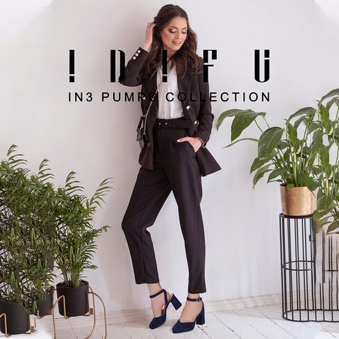 IDIFU IN3 Women's Pumps Platform Closed Toe Heels Comfortable Low Chunky Block Slingback Ankle Strap Heels Dressy Wedding Bridal Party Dress Pumps Shoes Pointed Toe Heels for Women in Saudi Arabia