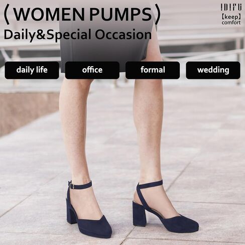 IDIFU IN3 Women's Pumps Platform Closed Toe Heels Comfortable Low Chunky Block Slingback Ankle Strap Heels Dressy Wedding Bridal Party Dress Pumps Shoes Pointed Toe Heels for Women in Saudi Arabia