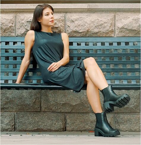 2024 Women's Chelsea Boots Chunky Boots For Women Platform Ankle Boots Pull-On Lug Sole Elastic Fall Fashion Booties Shoes in Saudi Arabia