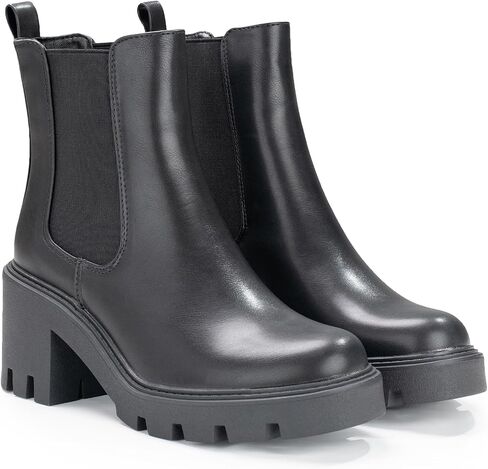 2024 Women's Chelsea Boots Chunky Boots For Women Platform Ankle Boots Pull-On Lug Sole Elastic Fall Fashion Booties Shoes in Saudi Arabia