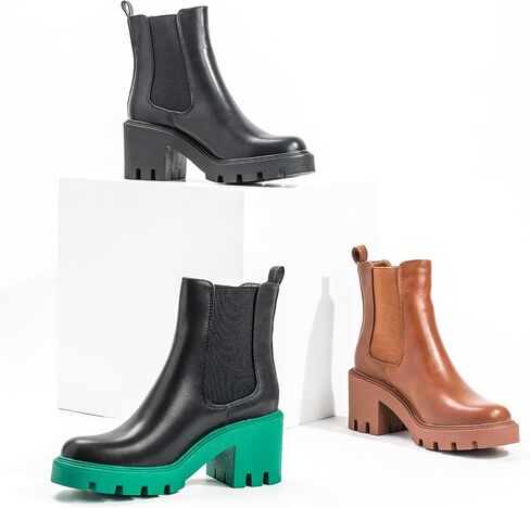 2024 Women's Chelsea Boots Chunky Boots For Women Platform Ankle Boots Pull-On Lug Sole Elastic Fall Fashion Booties Shoes in Saudi Arabia