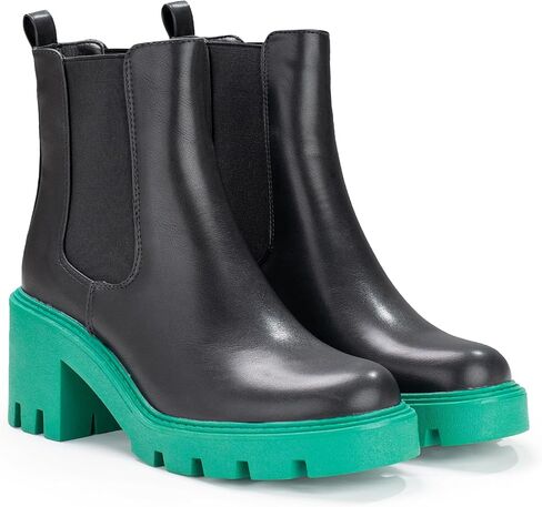 2024 Women's Chelsea Boots Chunky Boots For Women Platform Ankle Boots Pull-On Lug Sole Elastic Fall Fashion Booties Shoes in Saudi Arabia