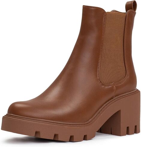 2024 Women's Chelsea Boots Chunky Boots For Women Platform Ankle Boots Pull-On Lug Sole Elastic Fall Fashion Booties Shoes in Saudi Arabia