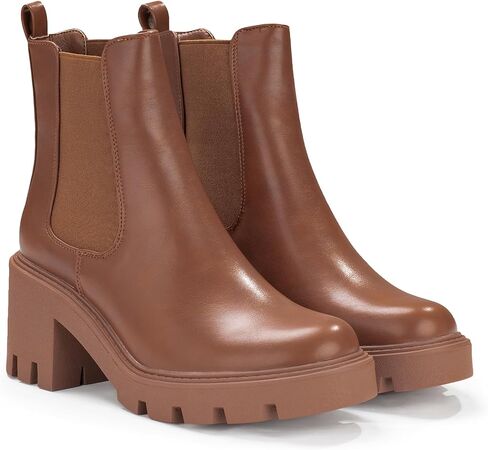 2024 Women's Chelsea Boots Chunky Boots For Women Platform Ankle Boots Pull-On Lug Sole Elastic Fall Fashion Booties Shoes in Saudi Arabia