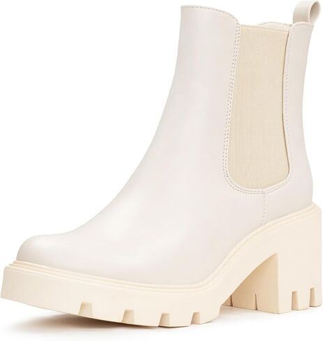 2024 Women's Chelsea Boots Chunky Boots For Women Platform Ankle Boots Pull-On Lug Sole Elastic Fall Fashion Booties Shoes in Saudi Arabia