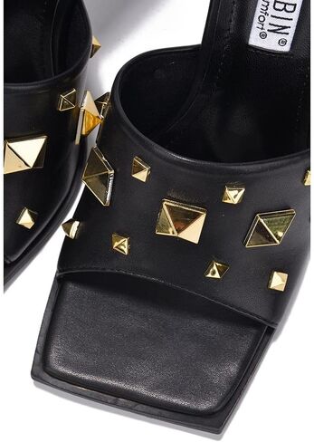 Cape Robbin Popo Sexy Stiletto High Heels for Women, Square Toe Shoes Mule Heels with Studs in Saudi Arabia