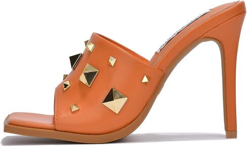 Cape Robbin Popo Sexy Stiletto High Heels for Women, Square Toe Shoes Mule Heels with Studs in Saudi Arabia