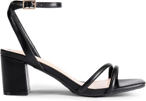 DREAM PAIRS Women's Chunky Block Heel Sandal | asymmetric strap design, 2.36 inch square-toe chunky ankle buckle heeled sandals, for wedding party prom in Saudi Arabia