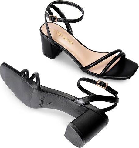 DREAM PAIRS Women's Chunky Block Heel Sandal | asymmetric strap design, 2.36 inch square-toe chunky ankle buckle heeled sandals, for wedding party prom in Saudi Arabia