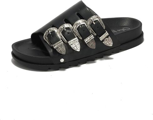 Cape Robbin Aeriela Buckle Slide Sandals for Women - Stylish Buckle Slides Casual Sandals - Comfortable Buckle Sandals for Women Summer Buckle Sandals in Saudi Arabia
