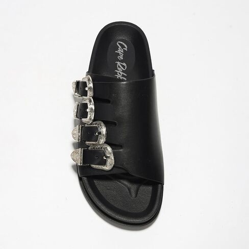 Cape Robbin Aeriela Buckle Slide Sandals for Women - Stylish Buckle Slides Casual Sandals - Comfortable Buckle Sandals for Women Summer Buckle Sandals in Saudi Arabia
