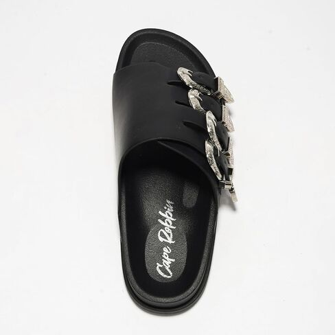 Cape Robbin Aeriela Buckle Slide Sandals for Women - Stylish Buckle Slides Casual Sandals - Comfortable Buckle Sandals for Women Summer Buckle Sandals in Saudi Arabia