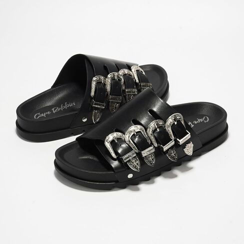 Cape Robbin Aeriela Buckle Slide Sandals for Women - Stylish Buckle Slides Casual Sandals - Comfortable Buckle Sandals for Women Summer Buckle Sandals in Saudi Arabia