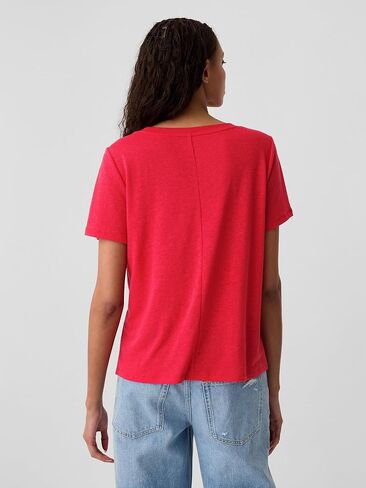 GAP Women's Short Sleeve Linen Scoop in Saudi Arabia