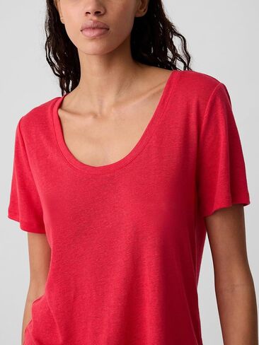GAP Women's Short Sleeve Linen Scoop in Saudi Arabia